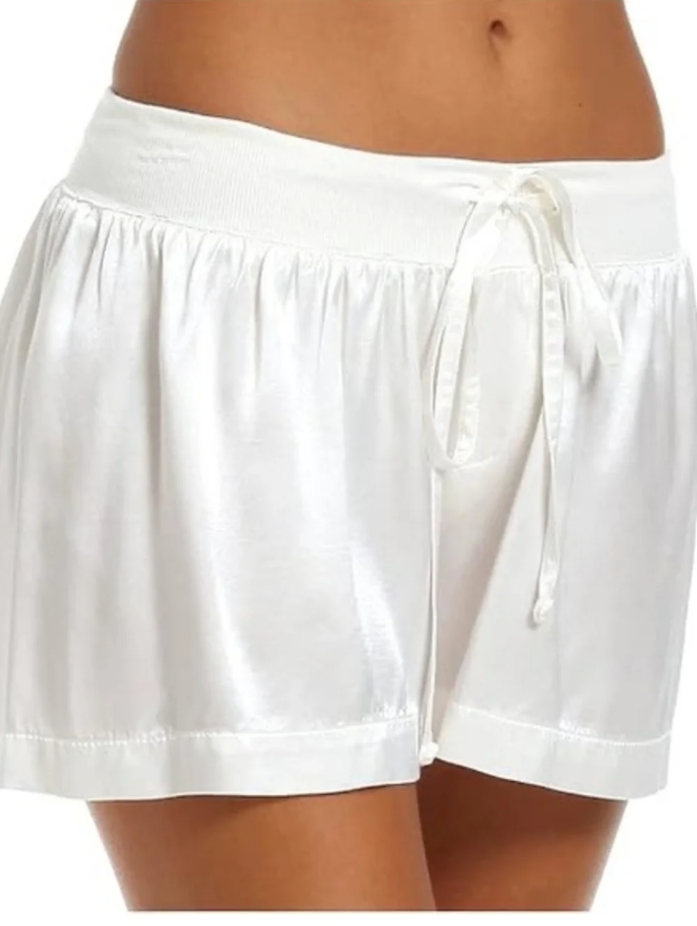 PJ Harlow Mikel Satin Boxer Pajamas Shorts Pearl White XSmall